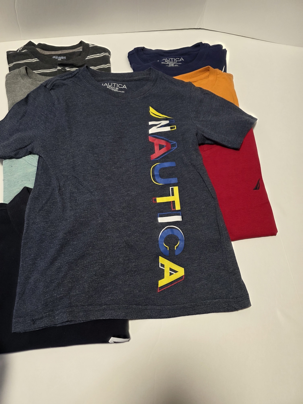 Boys' Size 8 Navy Polo & Graphic Tee Set - Navy, Gray, Red, Orange, Light Blue - Picture 3 of 16